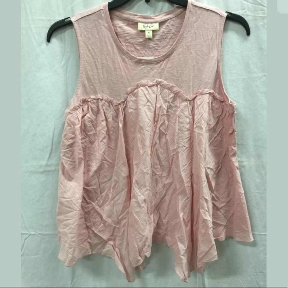 Style & Co Crewneck Sleeveless Woven Front Top